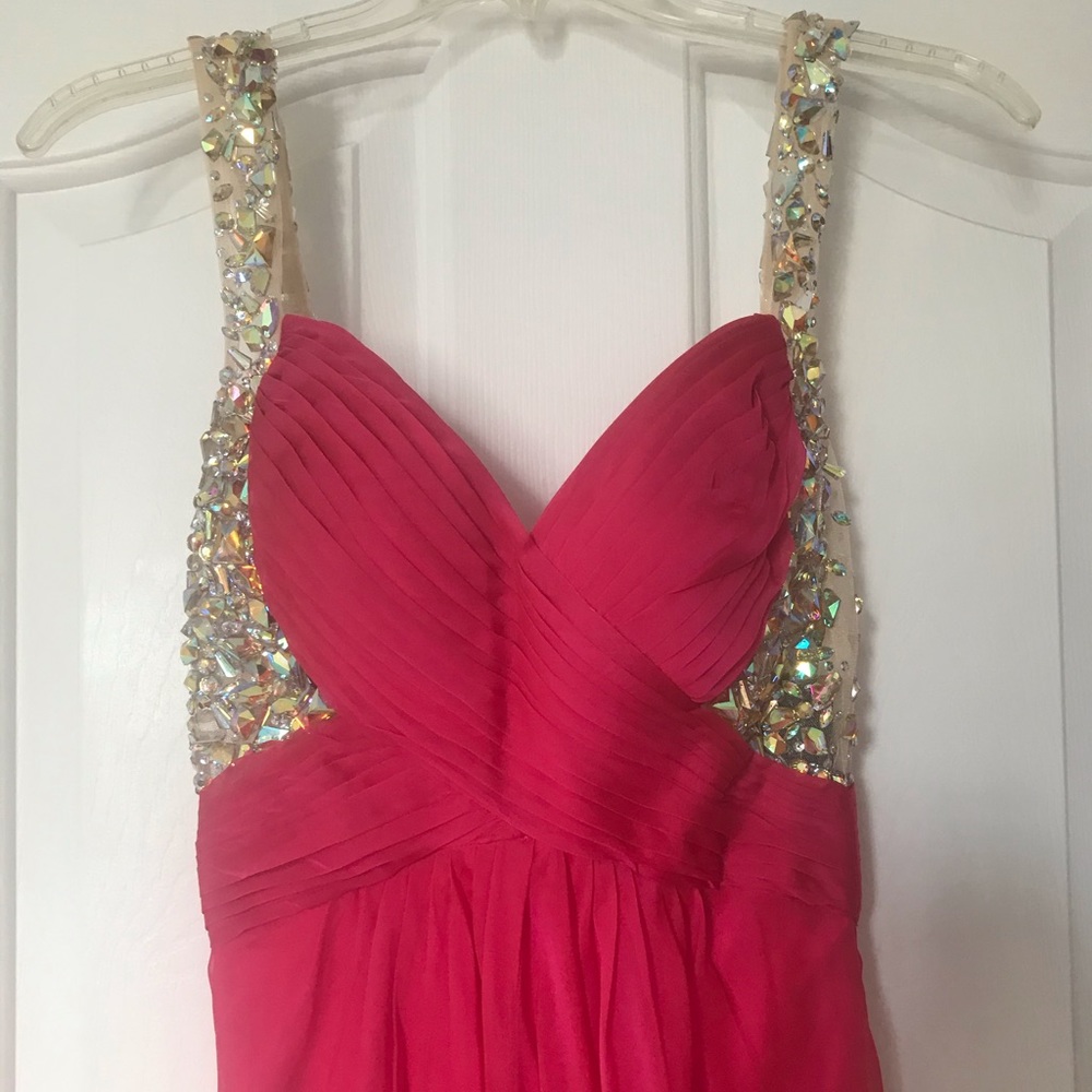 La Femme Fashion Pink Rhinestone Dress
